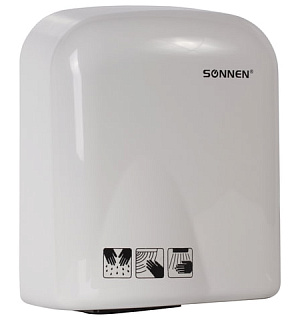 Сушилка для рук SONNEN HD-165, 1650 Вт, пластиковый корпус, белая, 604191