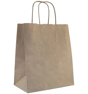 Пакет бумажный "Крафт" с кручеными ручками, 22*12*25см, 70гр/м2