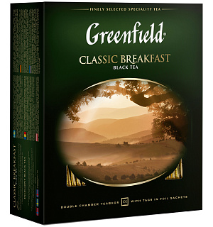 Чай Greenfield "Classic Breakfast", черный, 100 фольг. пакетиков по 2г