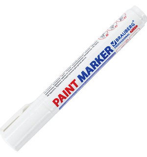 Маркер-краска лаковый (paint marker) 6 мм, БЕЛЫЙ, НИТРО-ОСНОВА, BRAUBERG PROFESSIONAL PLUS EXTRA, 151450