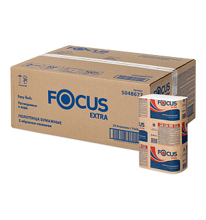 Полотенца бумажные лист. Focus (Z-сл) 2-слойные, 200л/пач. 21,5*24см, белые, растворимые
