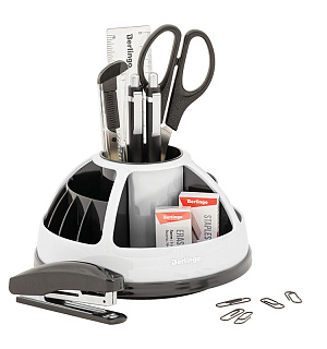 Настольный органайзер Berlingo "BR", 9 предметов, вращающийся, черный/белый