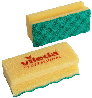 Губка Vileda Professional "Pur Active", с абразивным слоем, 14*6,3см, 10шт, желтый/зеленый 123117 (ПОД ЗАКАЗ)