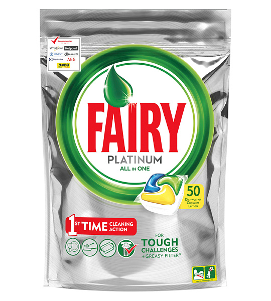 Капсулы для посудомоечной машины Fairy "Platinum. All in 1. Лимон", 50шт. (ПОД ЗАКАЗ)