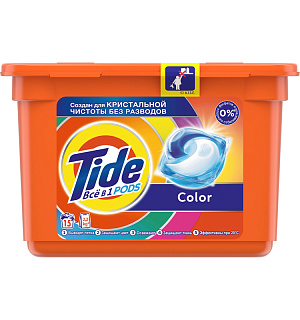 Капсулы для машинной стирки Tide "Color", 15шт.*24,8г