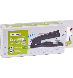 Степлер №24/6 OfficeSpace до 20л., металлический корпус, черный