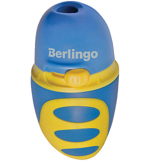 Точилка пластиковая Berlingo "Riddle" 1 отверстие, контейнер, c регулятором заточки грифеля, ассорти