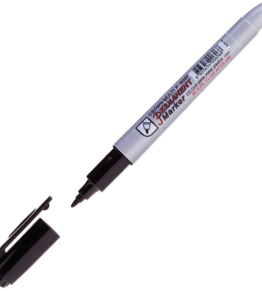 Маркер перманентный Crown "Multi Marker Super Slim" черный, пулевидный, 1мм