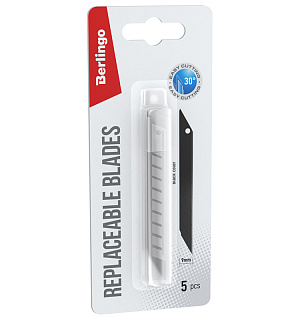 Лезвия для канцелярских ножей Berlingo, 9мм, 5шт., черный цвет,  блистер, европодвес