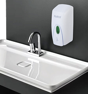 Дозатор для жидкого мыла LAIMA PROFESSIONAL ORIGINAL, НАЛИВНОЙ, 1 л, белый, ABS-пластик, 605782