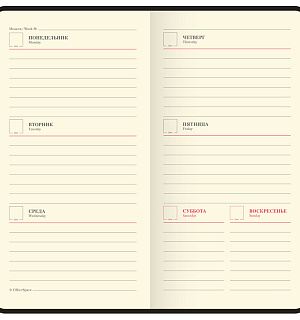 Еженедельник недатированный, карманный, 64л., кожзам, OfficeSpace "Windsor ", черный, зол. срез