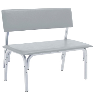 Банкетка со спинкой Астрид+ БМ 9, 1200*450*415 (800) каркас алюм. муар светло-серый, кожзам светло-серый К-05