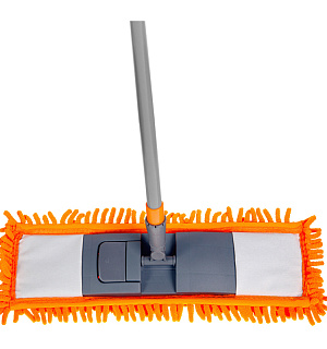 Швабра OfficeClean Professional, телеск.ручка 120см, пласт.флаунд.40см, насадка ворс. микрофибра (карманы)