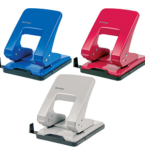 Дырокол Berlingo "Universal" 40л., металлический, ассорти, с линейкой