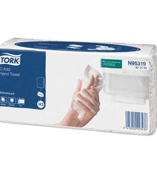 Полотенца бумажные лист. Tork "Advanced"(С-сл)(H3), 2-слойные, 120л/пач, 24*27,5см, белые