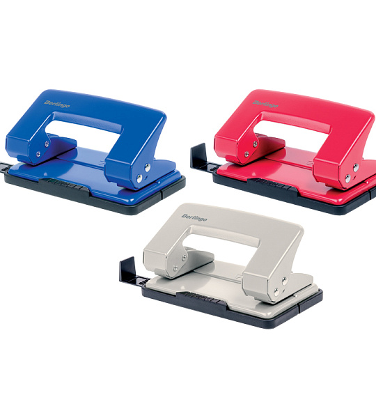 Дырокол Berlingo "Universal" 10л., металлический, ассорти, с линейкой