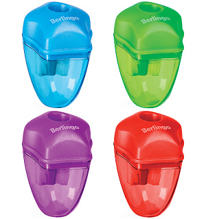 Точилка пластиковая Berlingo "Spike" 1 отверстие, контейнер, ассорти, дисплей