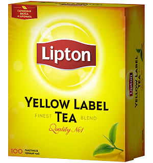 Чай Lipton "Yellow Label", черный, 100 пакетиков по 2г