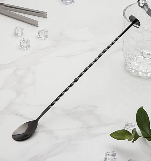 Ложка барная с мадлером, h=32 см, цвет чёрный