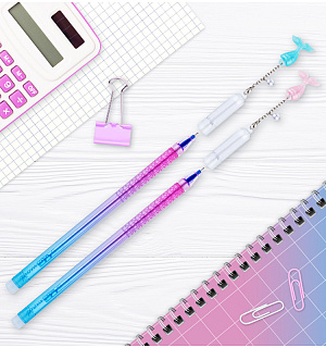 Ручка гелевая стираемая MESHU "Mermaids" синяя, 0,5мм, корпус ассорти