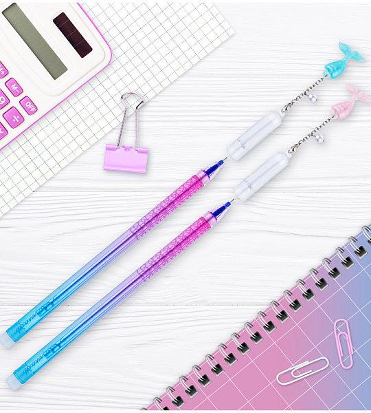 Ручка гелевая стираемая MESHU "Mermaids" синяя, 0,5мм, корпус ассорти