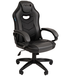 Кресло игровое Helmi HL-S15 "Skyline", экокожа, черная/серая, механизм качания