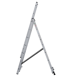 Лестница-трансформер 3-х секционная 3х7 ступеней, 3х1,9 м, высота 4,5 м, нагрузка 150 кг, алюминий, НОВАЯ ВЫСОТА, 1230307