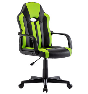 Кресло компьютерное BRABIX "Stripe GM-202", экокожа, черное/зеленое, 532511