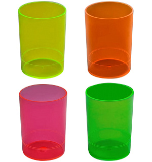 Подставка-стакан СТАММ "Офис. Neon Crystal", пластик, круглый, ассорти