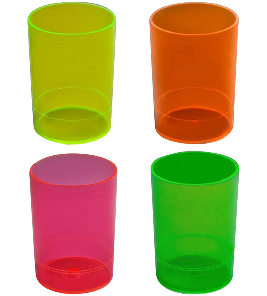 Подставка-стакан СТАММ "Офис. Neon Crystal", пластик, круглый, ассорти