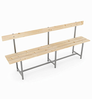 Скамья со спинкой деревянная на металлокаркасе "СТ 6", 2000х350х860 мм