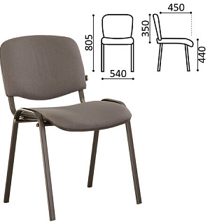 Стул для персонала и посетителей BRABIX "Iso CF-005", черный каркас, ткань серая, 531972