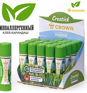 Клей-карандаш Crown "Expert", 08г, ПВП