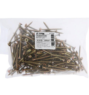 Саморезы универсальные ТУНДРА krep 4.0x50 мм, желтый цинк, 200 шт.