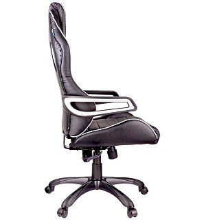 Кресло игровое Helmi HL-S03 "Drift", экокожа черная, вставка ткань серая