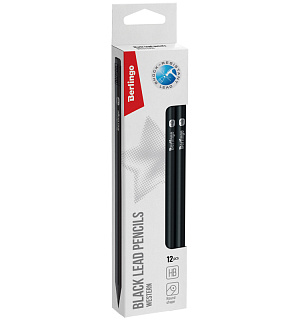 Карандаш ч/г Berlingo "Western" HB, с ластиком, черное дерево, заточен.