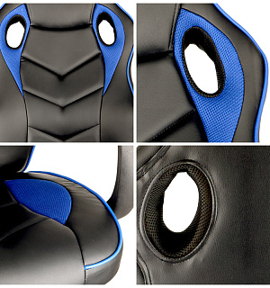 Кресло игровое Helmi HL-S07 "Boost", экокожа/ткань черная/синяя