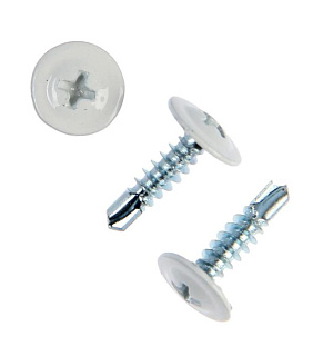 Саморезы ТУНДРА krep для тонк. пластин с буром 4.2x16, белый/белый цинк, 200 шт.