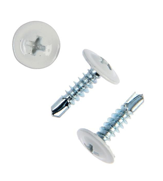 Саморезы ТУНДРА krep для тонк. пластин с буром 4.2x16, белый/белый цинк, 200 шт.