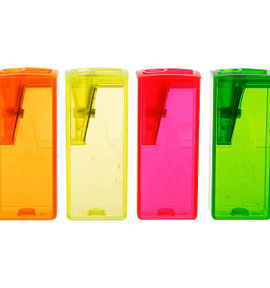 Точилка пластиковая Faber-Castell 1 отверстие, контейнер, ассорти, флуоресцентные цвета