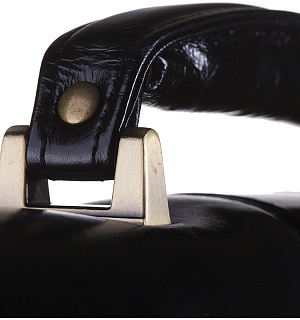 Портфель Delucci "Гиперион", кожа, черный, 2 отделения, метал. замок, с ремнем