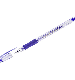 Ручка гелевая Crown "Hi-Jell Needle Grip" синяя, 0,7мм, грип, игольчатый стержень, штрих-код