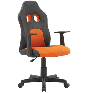 Кресло игровое Helmi HL-S12 "Mini", экокожа/ткань, черная/оранжевая