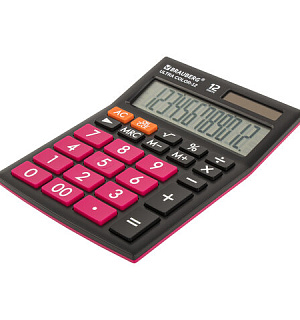 Калькулятор настольный BRAUBERG ULTRA COLOR-12-BKWR (192x143 мм), 12 разрядов, двойное питание, ЧЕРНО-МАЛИНОВЫЙ, 250500