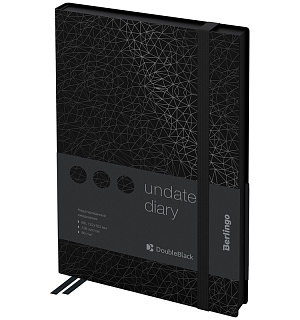 Ежедневник недатированный, В6, 136л., кожзам, Berlingo "DoubleBlack", черный, с рисунком, черный срез