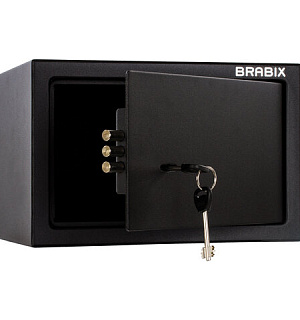 Сейф мебельный BRABIX "SF-200KL", 200х310х200 мм, ключевой замок, черный, 291144, S103BR211114