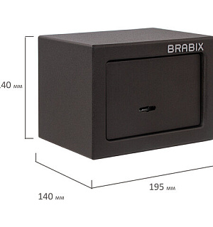 Сейф мебельный BRABIX "SF-140KL", 140х195х140 мм, ключевой замок, черный, 291140, S103BR210114