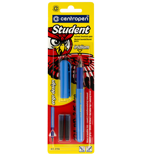 Ручка перьевая Centropen, 3 картриджа, корпус ассорти, блистер