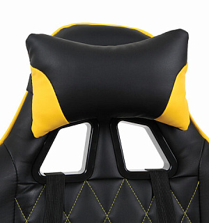 Кресло компьютерное BRABIX "GT Master GM-110", две подушки, экокожа, черное/желтое, 531927