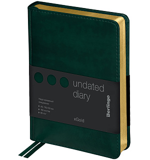 Ежедневник недатир. А6, 160л., кожзам, Berlingo "xGold", зол. срез, зеленый